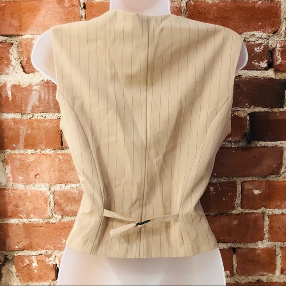Button Front Tan Pinstripe Vest - Picture 5 of 6